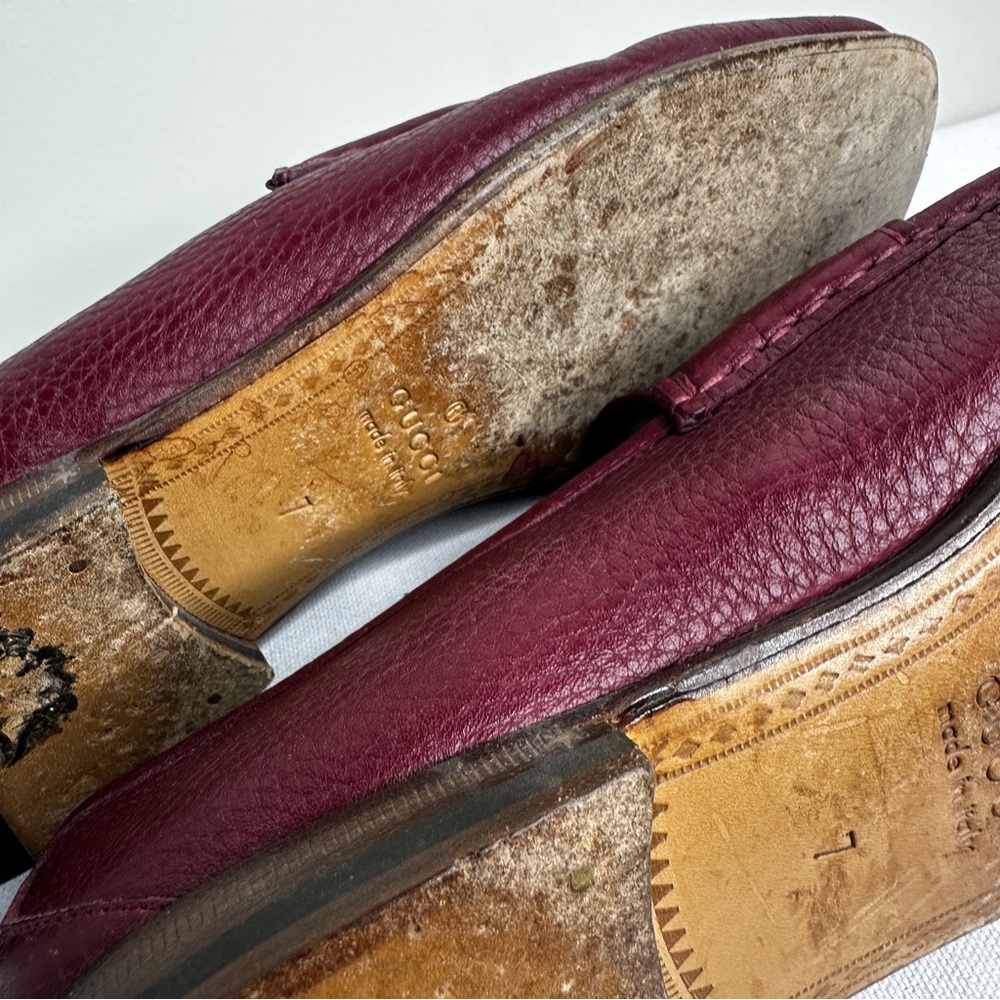 Gucci - Men’s Horsebit Authentic - Red Leather Vintage Loafer Shoes - Size 7 - Picture 5 of 10